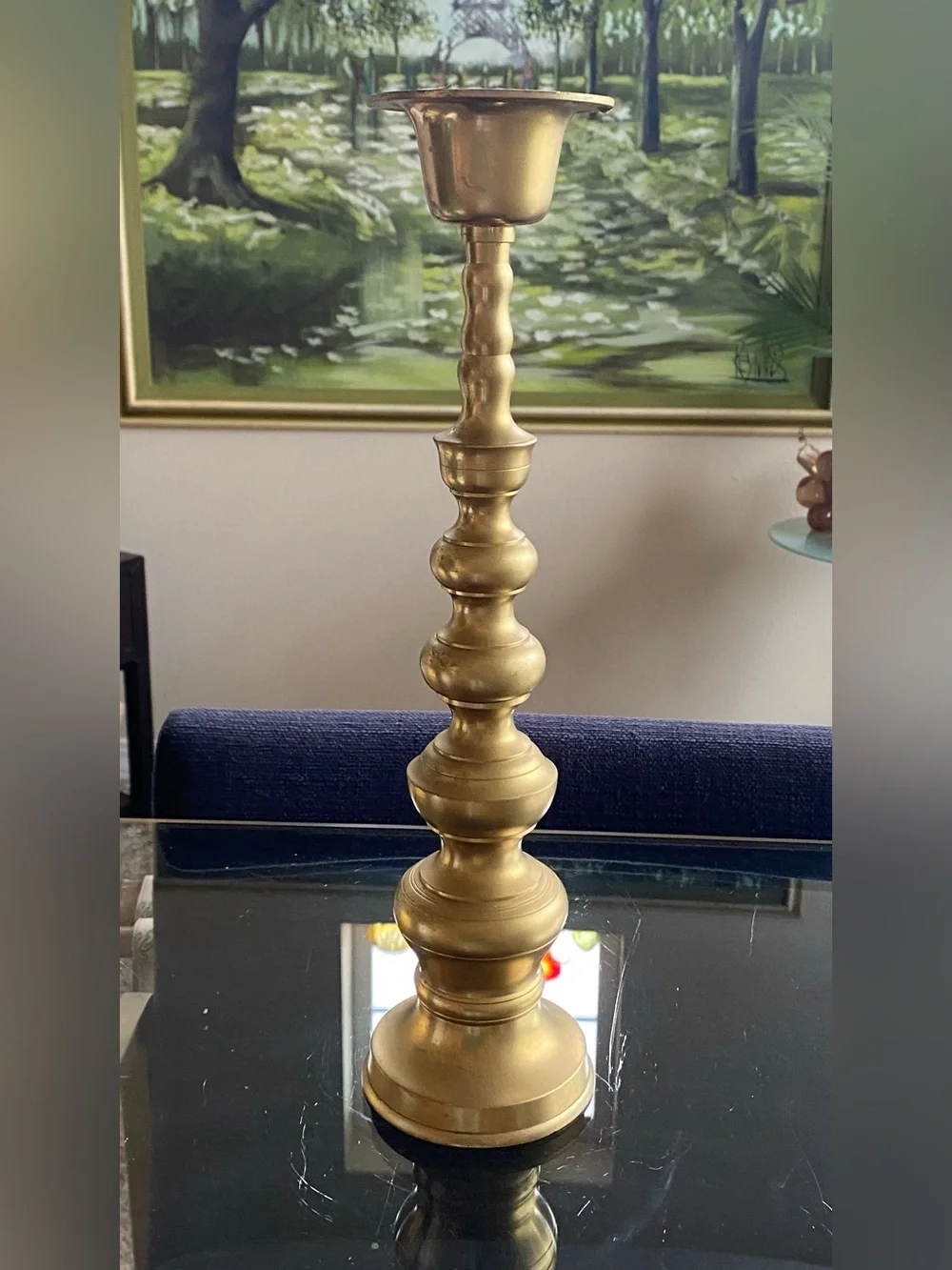 Vtg 15” HOMCO Brass Candlestick Holder Statement Mid-Century Modern Decor Japan